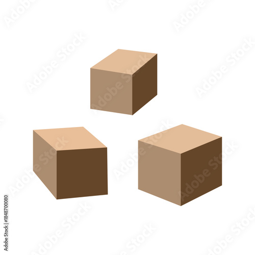 Cane Sugar cubes stack. Refined sugar. Ice cubes. Cartoon vector illustration. Flat deign