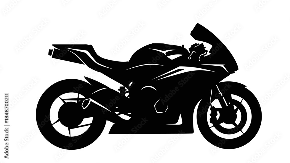 Obraz premium Silhouette of a sleek modern sport motorcycle with aerodynamic design in profile view