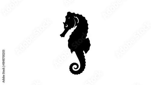 Elegant minimalistic black seahorse silhouette symbol for oceanic themes and aquatic design elements