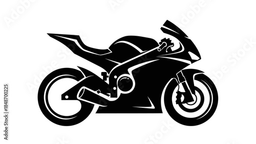 Sleek black silhouette of a modern sport motorcycle with aerodynamic design and dynamic stance
