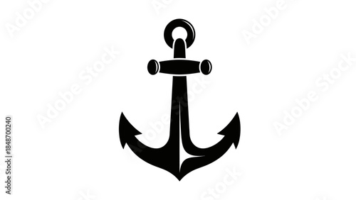 Minimalistic Black and White Anchor Icon Symbolizing Maritime Navigation and Stability