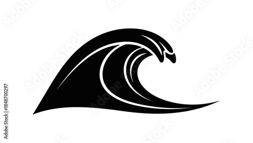 Minimalist Black and White Abstract Wave Illustration Highlighting Fluid Motion and Dynamic