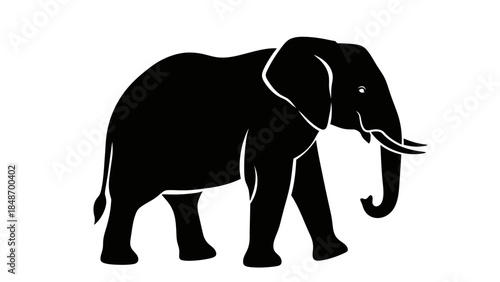 Silhouette of an Elephant in Monochrome Artwork Showcasing Wildlife Elegance