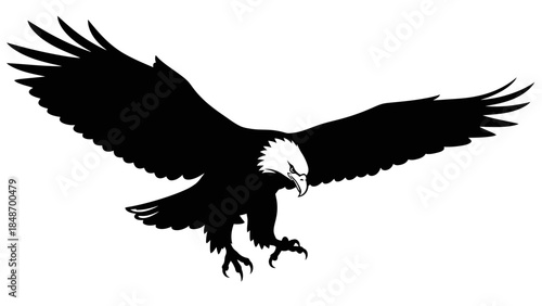 Majestic soaring eagle silhouette highlighting strength and freedom in monochrome design
