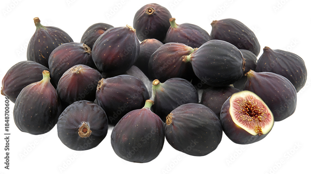 Fototapeta premium Fresh figs pile isolated on transparent background showing delicious fruit