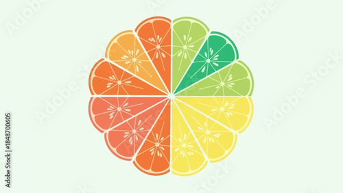 Vibrant citrus fruit cross-section with colorful segmented slices and fresh citrus aroma