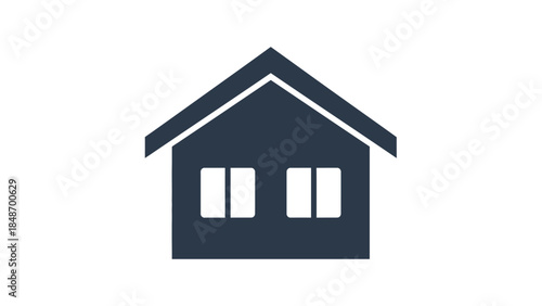 Minimalistic house icon representing residential building structure and home concepts