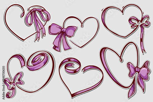 Purple Ribbon Heart Valentine Clipart. Valentine Purple Ribbon Heart Graphic