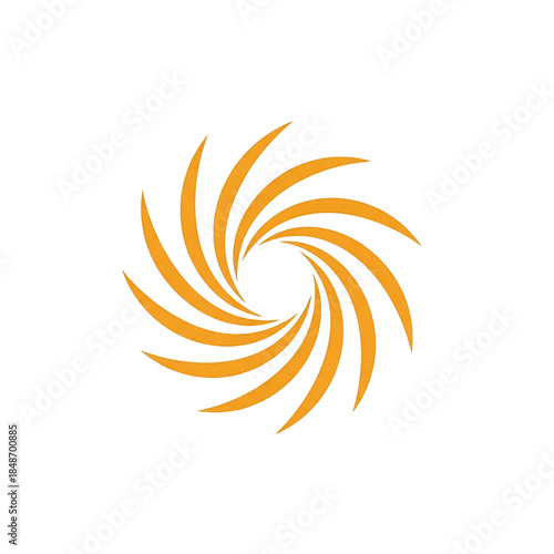 Abstract swirl graphic with orange and white elements on transparent background