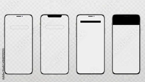 Four smartphone mockups in white