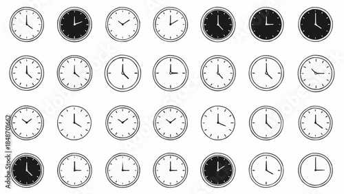 Collection of Clocks Showing Different Times and Styles.