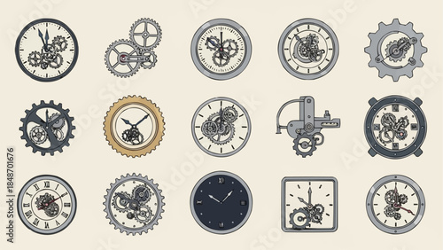 Collection of Steampunk Clocks and Gears.