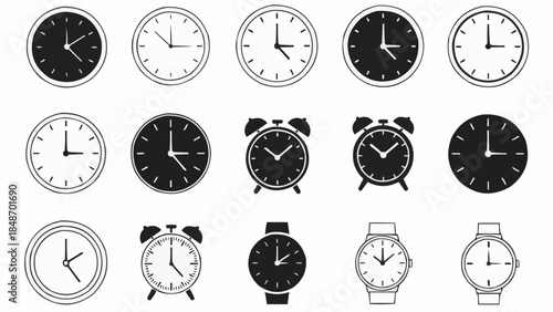 Collection of Various Clocks and Timekeeping Devices Displayed.