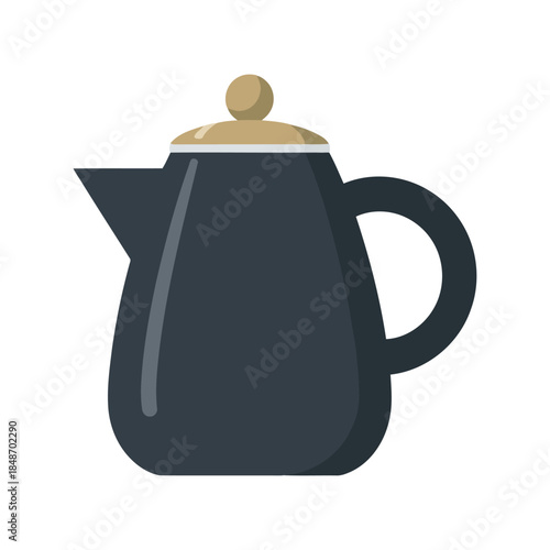 Stylish Black Teapot Vector for Kitchen Decor and Branding, Modern Flat Design Perfect for Culinary Projects