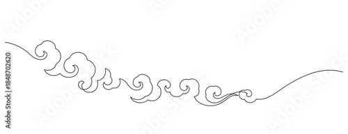 oriental clouds tradition style one line drawing minimalism
