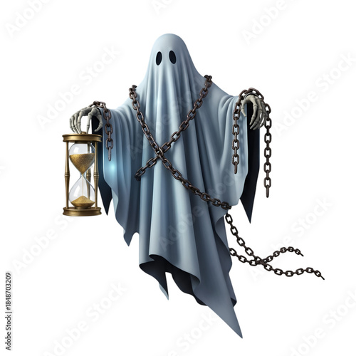 Grim reaper with lantern and chains
