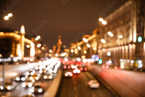 night Moscow blur urban landscape