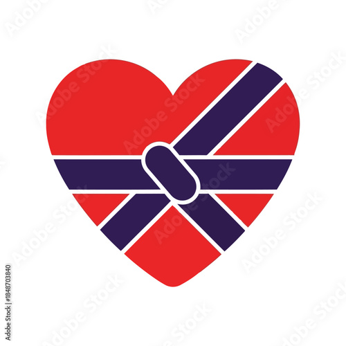 Stylish Heart Vector Design with Norwegian Flag Elements for Creative Projects and Celebrations