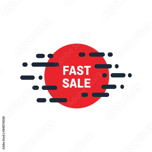 Dynamic Fast Sale Vector with Red Circle and Motion Lines for Promotional Marketing and E-commerce