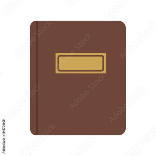 Elegant Brown Notebook Vector with Gold Label for Stationery Designs, Branding, and Education