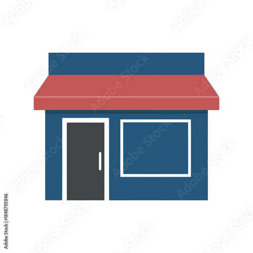 Charming Blue Storefront Vector Illustration for Business and Retail Themes