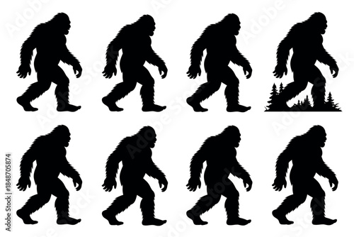 Bigfoot Silhouette Walking Motion Sequence