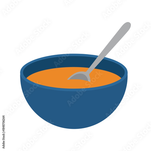 Delicious Orange Soup in a Blue Bowl - Vector Illustration for Culinary Designs and Food Branding