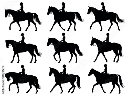 Silhouette of Horse Riders Galloping