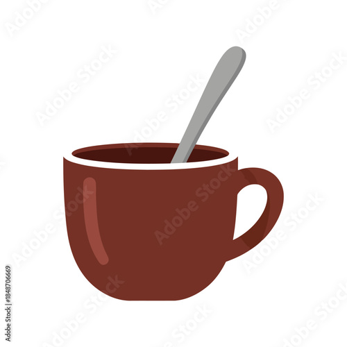 Warm Cocoa Cup Vector with Spoon for Cozy Winter Themes, Cafe Menus, and Beverage Designs