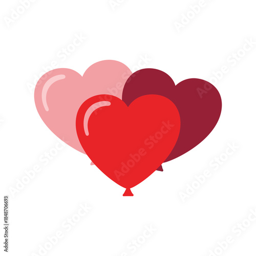 Colorful Heart Balloons Vector for Valentine's Day Celebrations, Romantic Decor and Party Invitations