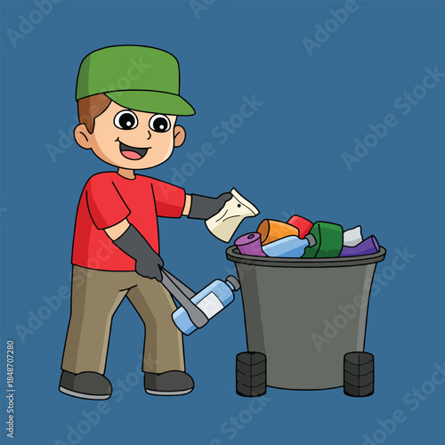 man with recycling bin