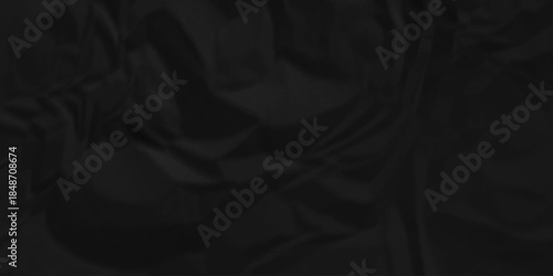 Black crumpled paper background texture pattern overlay. crinkled wrapper rumple wrinkled high resolution arts craft and Seamless black crumpled paper.