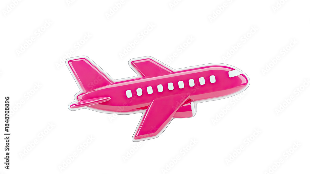 Fototapeta premium Pink Airplane Isolated on White Background