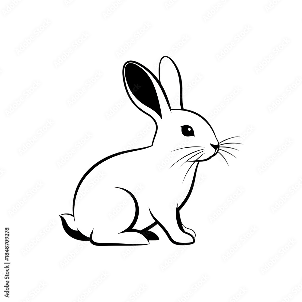 Fototapeta premium White cartoon bunny sitting 