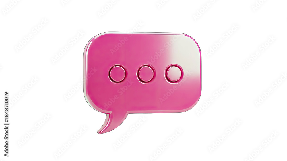 Fototapeta premium Pink Chat Bubble Icon on White Background