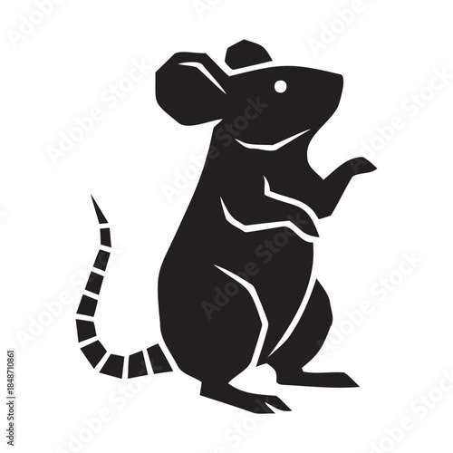 Cute cartoon mouse in cowboy hat standing on hind legs