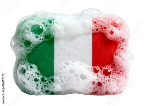 Italian Tricolor Flag Formed by Soft Foam Bubbles