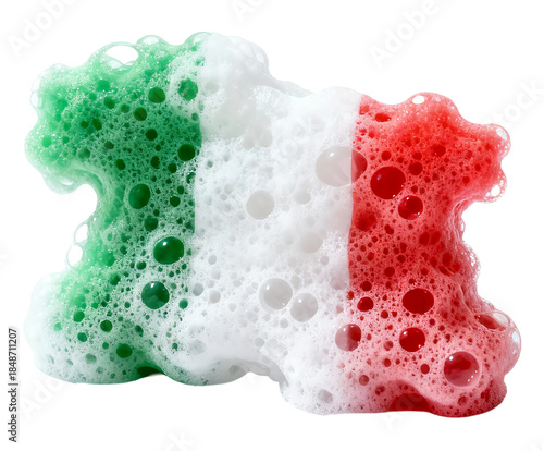 Abstract Italian Flag Shaped from Soap Bubbles Isolated