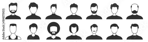 Business avatars, diverse men and women profile icons, corporate people team, social media user symbol, outline vector on transparent background