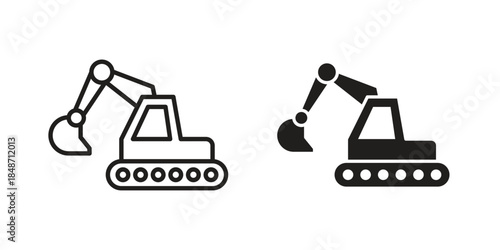 Excavator icons collection. Line vector sign, symbol for web and mobile