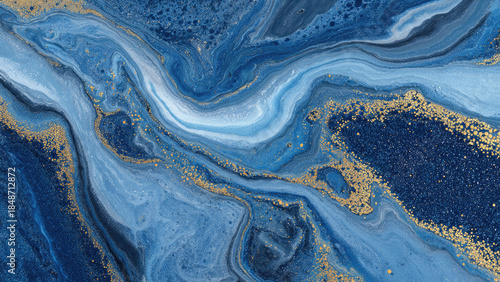 Fototapeta Naklejka Na Ścianę i Meble -  Abstract Blue and Gold Marble Texture