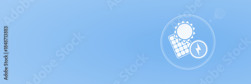 Solaranlage mit Blitz Symbol Header Vektor Illustration für Erneuerbare Energien copy space svg unter 60 kB