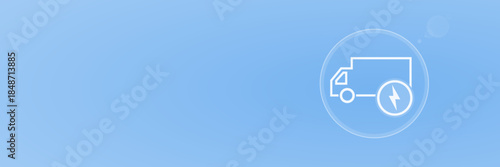 Elektrischer LKW Lieferwagen Symbol Header Vektor Illustration für E-Mobilität copy space svg unter 60 kB