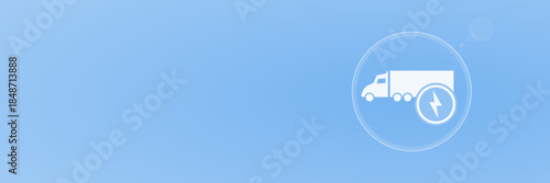 Großer Elektro LKW Sattelschlepper Symbol Header Vektor Illustration für Logistik copy space svg unter 60 kB