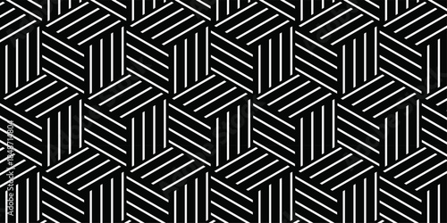 Abstract black minimal grid square line hexagons seamless hexagon polygonal pattern background vector. seamless bright white abstract honeycomb background.