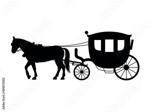 Black Horse Drawn Carriage Silhouette