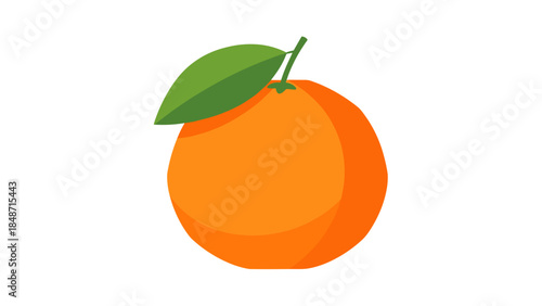 Orange Fruit with Green Leaf Illustration.