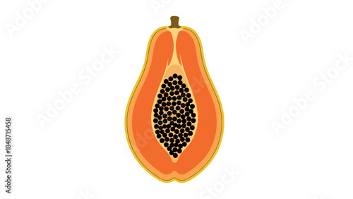 Papaya Fruit Cut Open Showing Seeds 1.