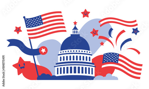 Celebrating american independence day with iconic symbols and patriotic fervor