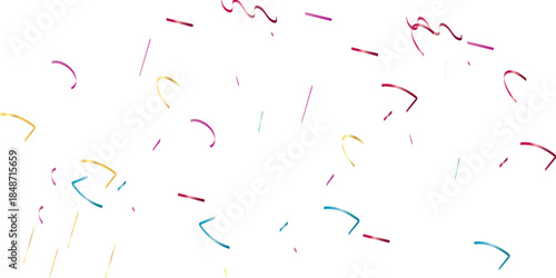 Scattered confetti in shades of pink blue and falling creating a festive and celebratory atmosphere visually appealing White Background.	